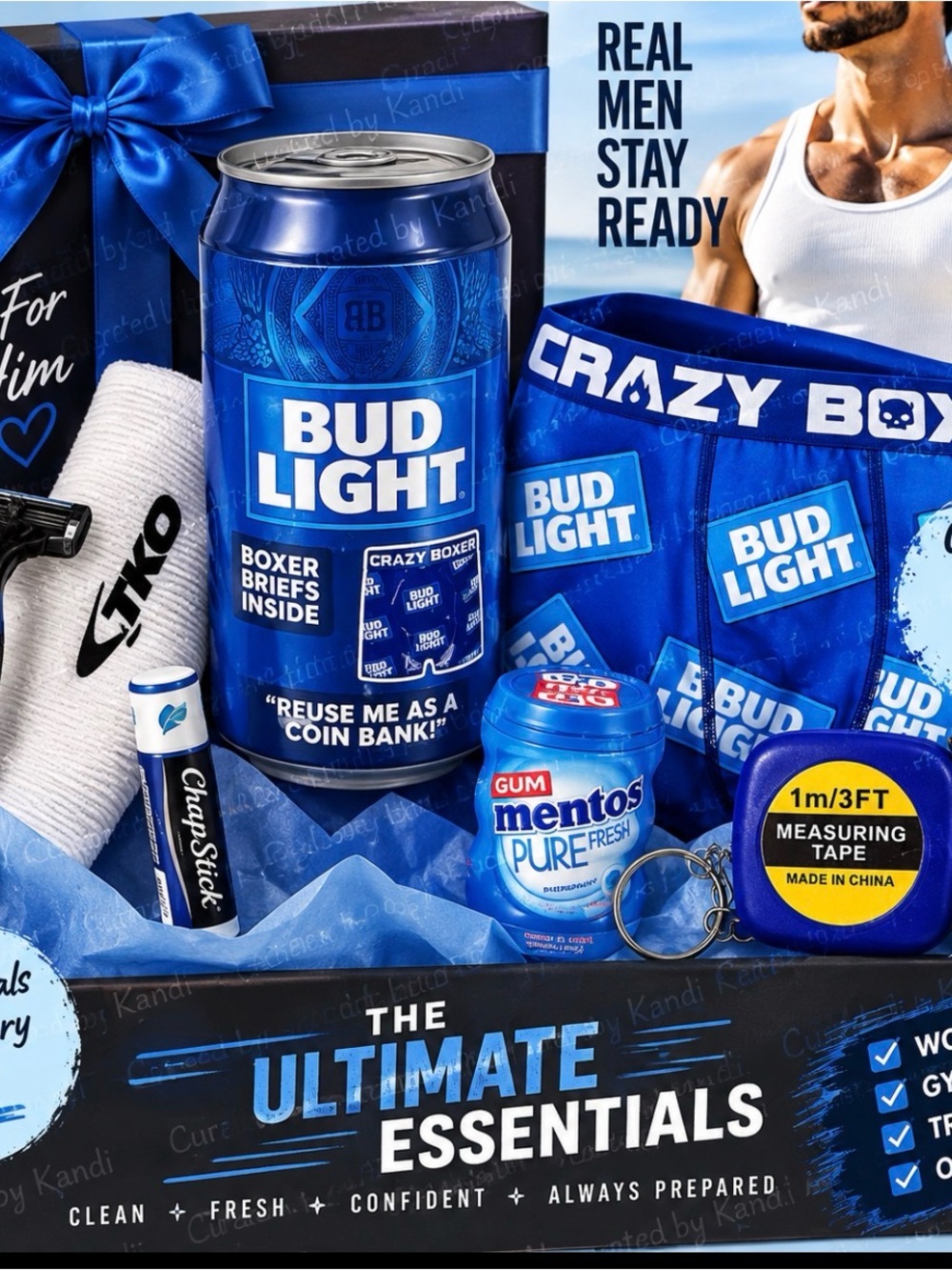 Crazy Boxer BUD LIGHT Men’s Boxer Briefs Gift Set (Size Small)